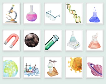 Science Classroom Posters High school, Elementary Classroom Decor, Classroom Printable Wall Art, Science Watercolor Prints, Homeschool Print