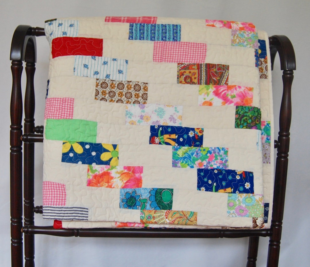Vintage Squares and Rectangle Quilt Etsy