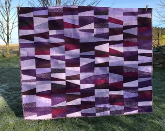Purple Amethyst Unique Quilt Handmade Patchwork Quilt Blanket Throw
