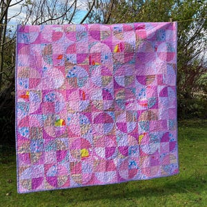Pretty Pink Patchwork Quilt Unique Handmade Blanket
