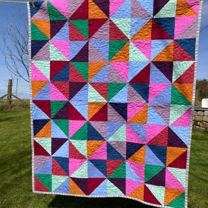 Bring on the Colour Patchwork Quilt Unique Handmade Blanket Throw