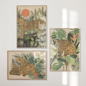 Tropical Leopard Print Set, Jungle Gallery Wall Art (Digital Download)