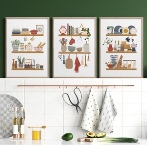 Set of 3 Printable Kitchen Wall Art, Kitchen Art Poster, Cooking Utensil, Kitchen Decor, Kitchen Supplies Art, Set of Kitchen Digital Prints