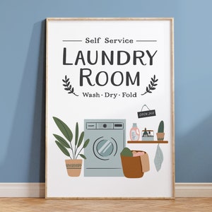 Laundry Room Digital Print, Printable Laundry Wall Art, Laundry Room Sign, Utility Room Print, Laundry Room Artwork, Laundry Illustration