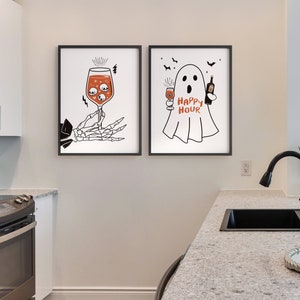 Set of 3 Bar Cart Prints, Halloween Home Decor, Kitchen Wall Art, Bar Digital Print, Witchy Printable, Spooky Digital Print, Skull Art Print image 9