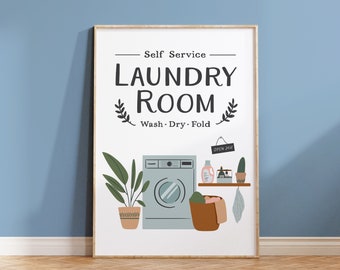 Laundry Room Digital Print, Printable Laundry Wall Art, Laundry Room Sign, Utility Room Print, Laundry Room Artwork, Laundry Illustration