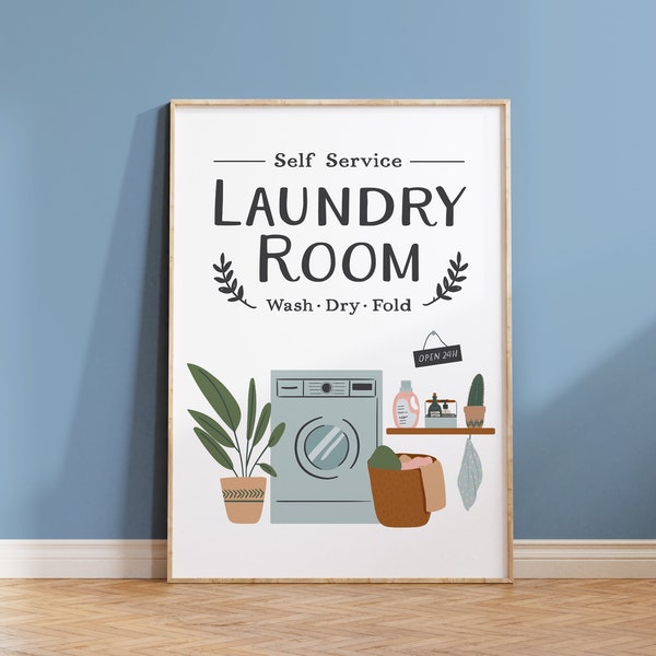 Laundry Room Digital Print, Printable Laundry Wall Art, Laundry Room Sign, Utility Room Print, Laundry Room Artwork, Laundry Illustration