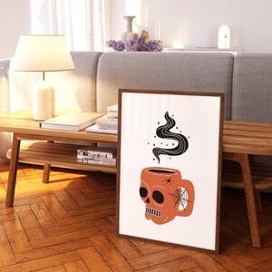 Set of 2 Coffee Wall Art, Skull Hand Coffee, Halloween Home Decor, Skull Wall Art, Halloween Digital Art, Spooky Coffee Print, Coffee Lover image 7