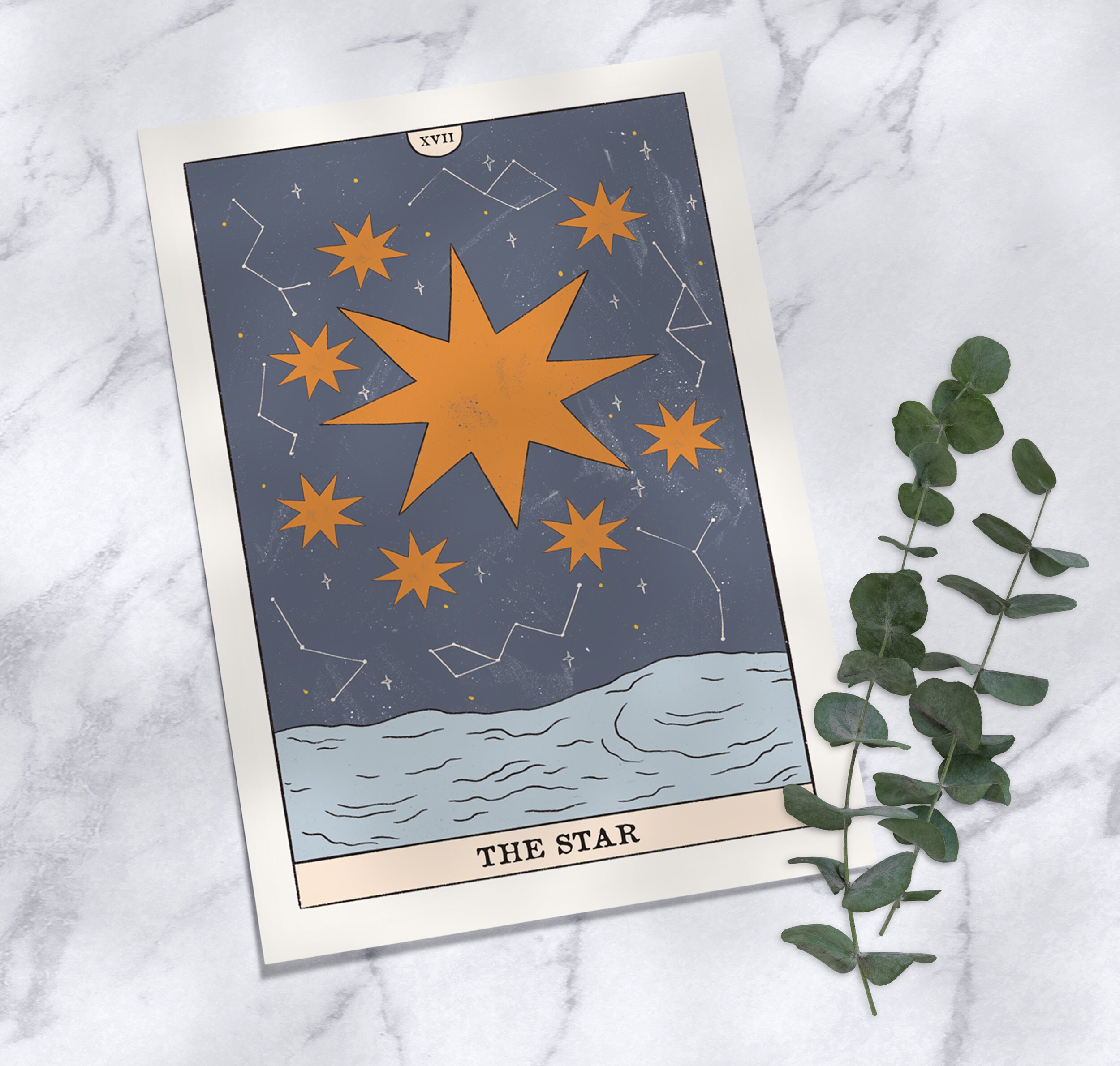 Der Stern Tarot Karte Druck Stern Poster Stern Illustration | Etsy