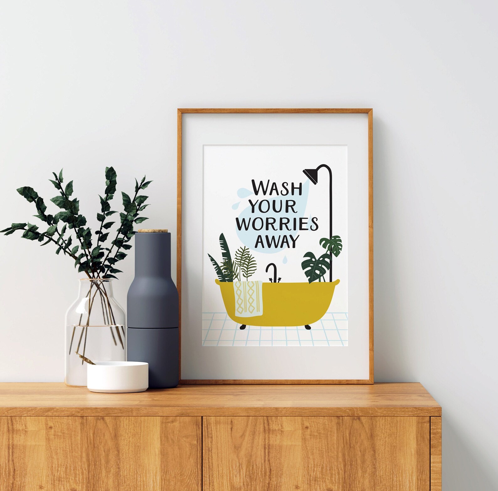 Wash Your Worries Away, Bathroom Wall Decor, Bathroom Poster, Bathroom ...