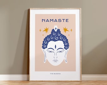Printable Buddha Wall Art, Zen Art Print, Buddha Poster, Meditation Artwork, Spiritual Print, Namaste Quote Art, Yoga Home Decor, Boho Print
