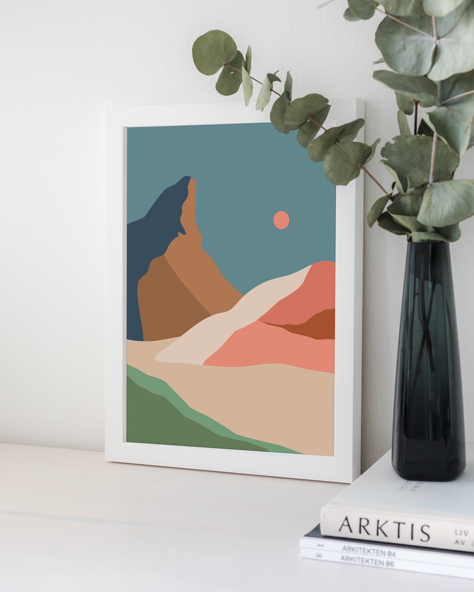 Boho Mountain Printable Wall Art Color Block Mountains Art Etsy