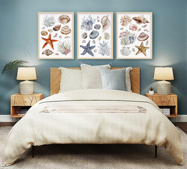 Sea shells Wall Art, Nautical printable, Coastal Home Decor, Beach Wall Decor, Beach House Art, Beach Theme Art, Coral Art, Digital Download image 9