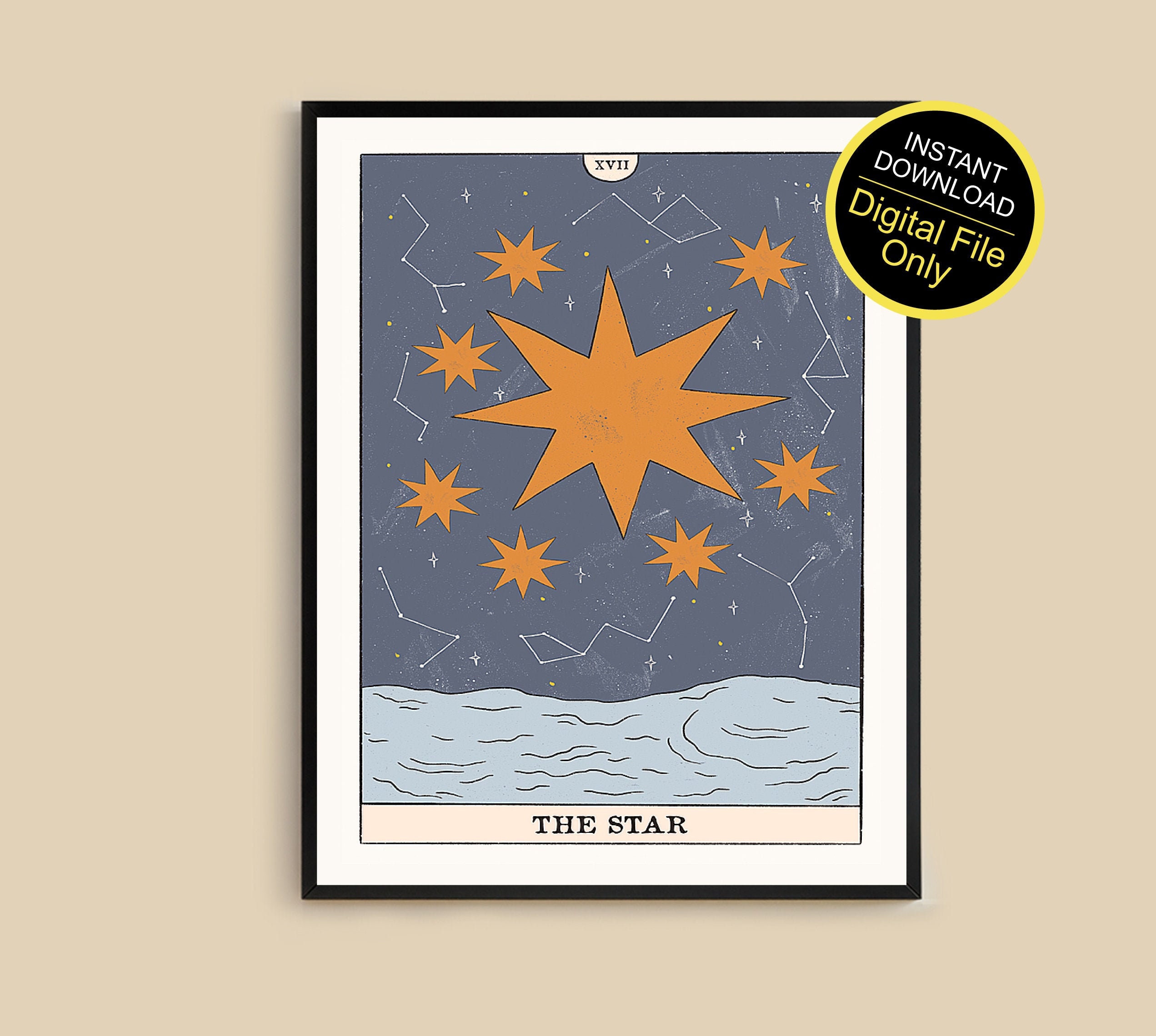 Der Stern Tarot Karte Druck Stern Poster Stern Illustration | Etsy