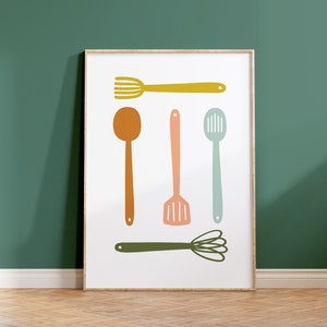 Cooking Utensils Wall Art, Kitchen Wall Art, Kitchen Printable Digital Download, Kitchen Print, Kitchen Sign, Kitchen Decor, Kitchen Artwork