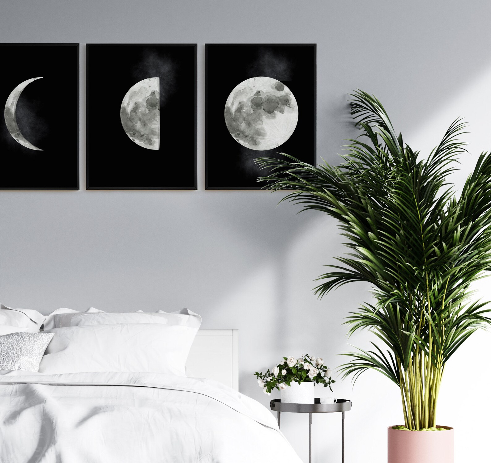 Half Moon Wall Art Printable Watercolor Moon Art Space Art Etsy