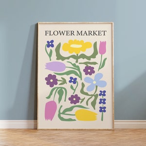 Printable Flower Market Wall Art, Minimal Abstract Flower Print, Boho Abstract Flower, Botanical Wall Art, Flower Digital Download