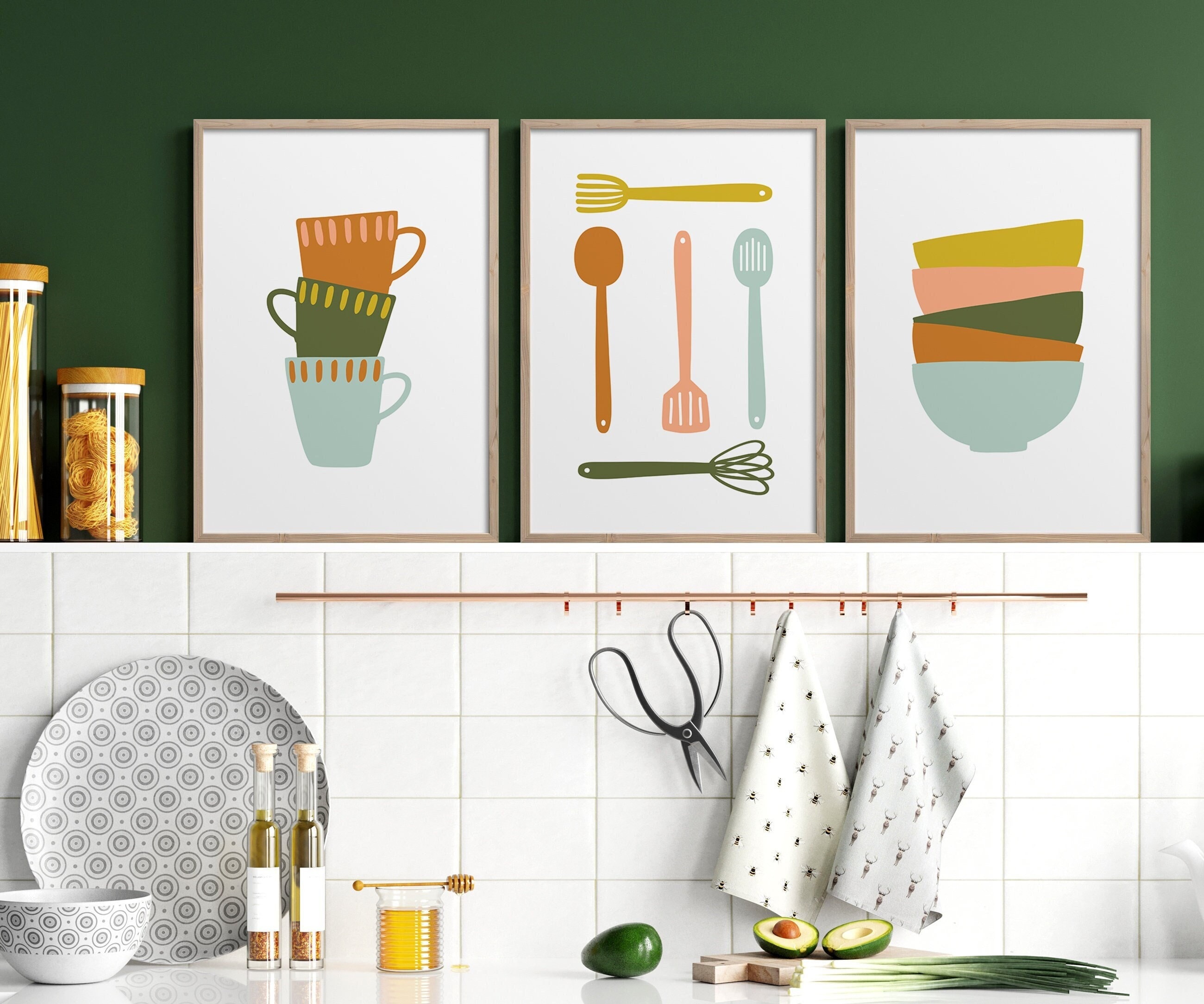Set of 3 Kitchen Art Prints, Cooking Utensils Print, Boho Kitchen Wall  Decor, Minimal Kitchen, Dining Room Print, Kitchen Artwork Poster - Etsy, image size:2600x2169