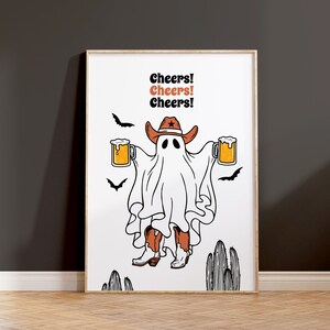 Geist Bier Druck, Prost Zitat Kunst, Western Ghost, Bier digitale Kunst, Küche Wanddekor, Bier druckbar, Cowboy Druck, druckbare Prost Kunst