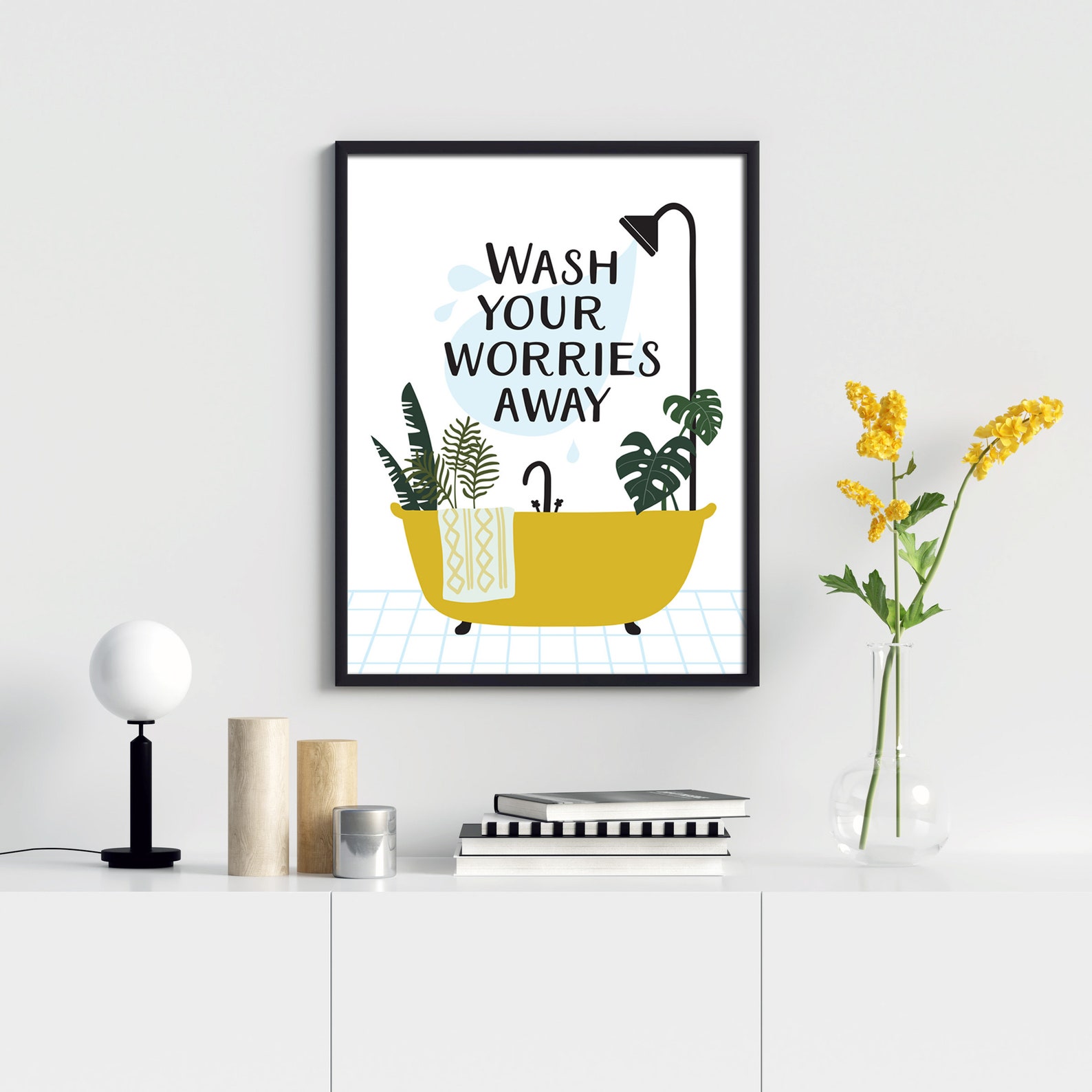 Wash Your Worries Away, Bathroom Wall Decor, Bathroom Poster, Bathroom ...