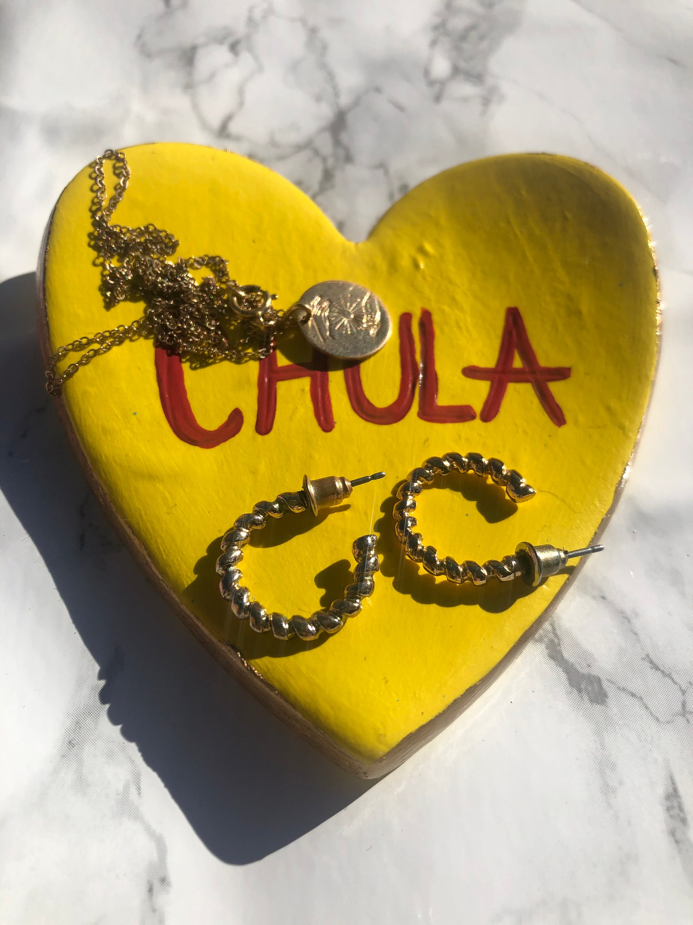 Chula Yellow Conversation Heart Trinket Dish Etsy