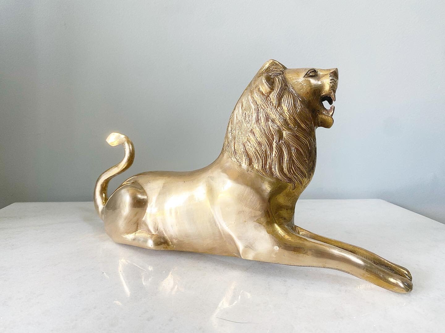 Large Powerful Fierce Vintage Brass Lion Statue - Etsy