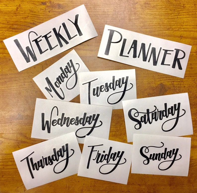 DIY Weekly Planner Vinyl Sticker Set for Chalkboards & Etsy