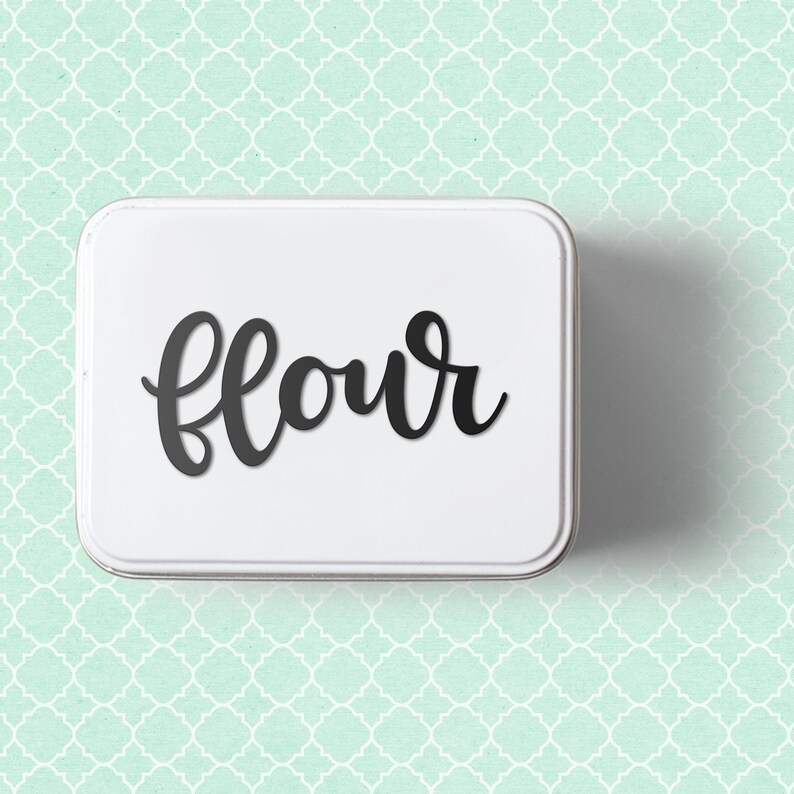 Kitchen Label Set Pantry Canister Labels Basic Vinyl Sticker Etsy