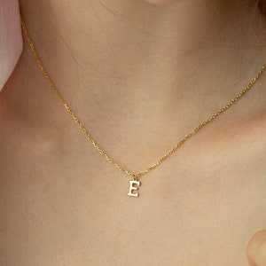 14K Solid Gold Initial Necklace, Letter Necklace, Rose Gold initial Necklace, Gift For Mothers Day, 14K Gold Letter Necklace, Christmas Gift