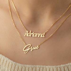 Namenskette - Personalisierte Namenskette - Schrift Name Halsketten, Muttertagsgeschenk - Weihnachtsgeschenk - 14K Gold Namenskette