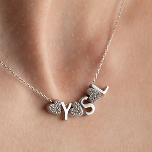 3D Initial Necklace - Custom Alphabet Charm - Personalized Letter Necklace - 3D Letter & Heart - Custom Name Jewelry - Initial Heart Pendant