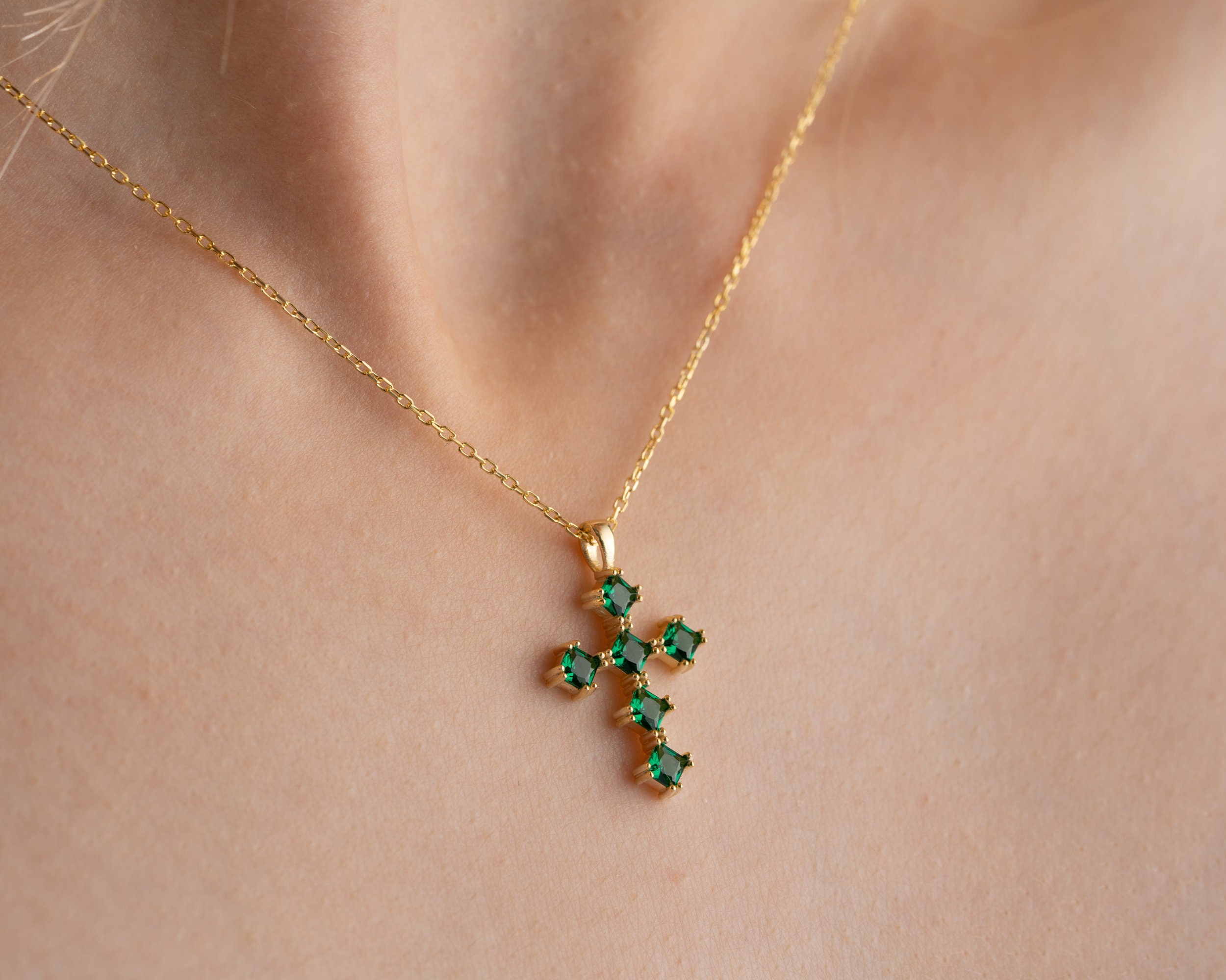 Cross Family Birthstone Pendant or Necklace Cross Family Birthstone Pendant or Necklace