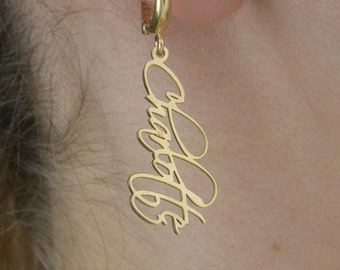 Name Earrings, Personalized Earrings, Dangle Earring, Silver Name Earrings, Name Earring, Gold Name Earrings, Christmas Gift, Gift For Mom