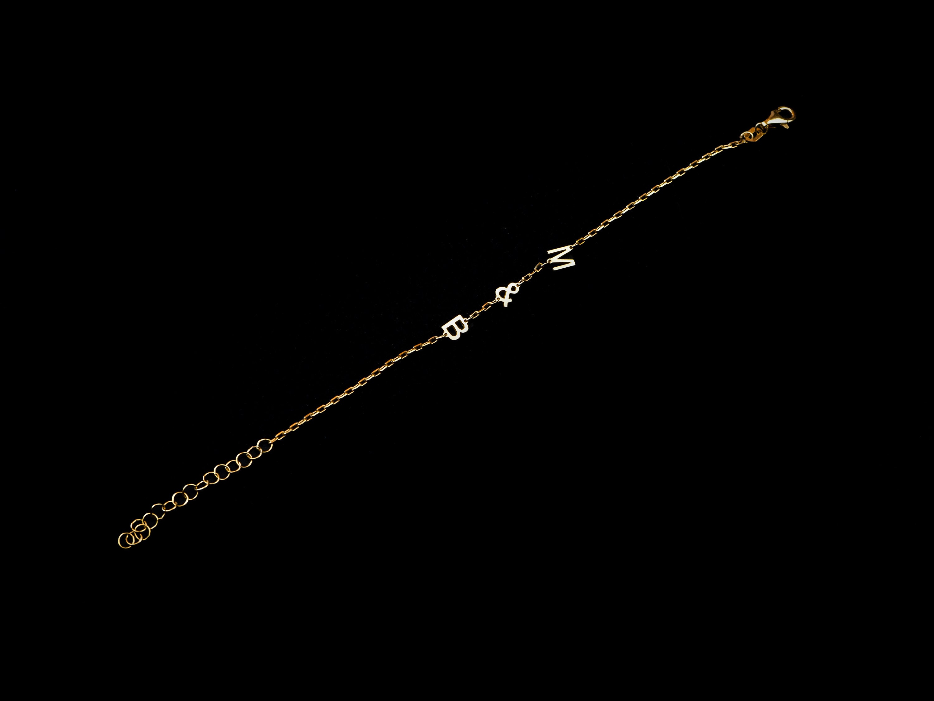 14K Solid Gold Bracelet Initial Bracelet Bridesmaid Etsy