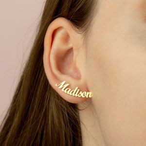 Name Earrings, Minimalist Earrings, Personalized Earrings, Personalized Jewelry, Stud Earring, Gift for Her, Earrings Bridesmaid Gifts