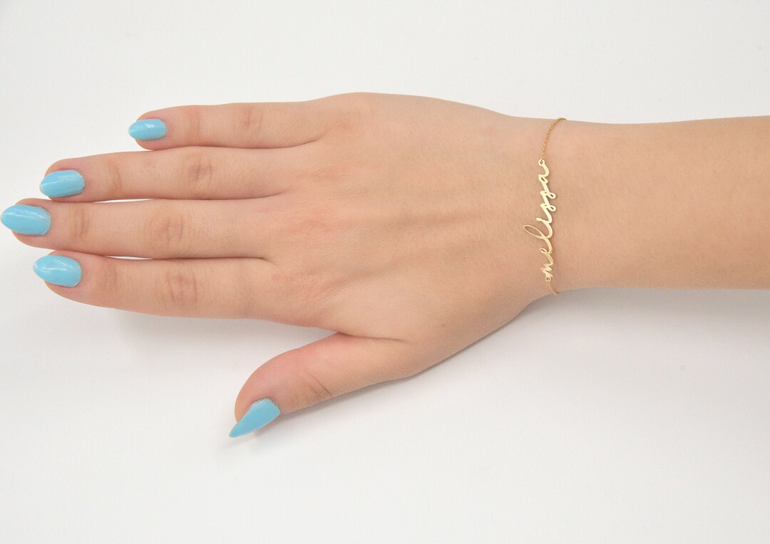 14K Solid Gold Name Bracelet, Custom Name Bracelet, Dainty Name