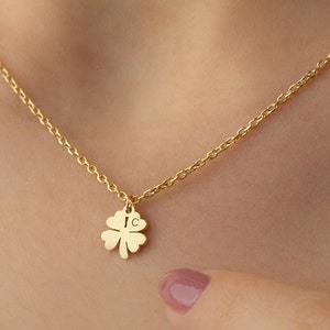 14K Gold Clover Necklace, 4 Leaf Clover Necklace, Butterfly Necklace, Gold Butterfly Necklaces, Butterfly Initial Necklace, Christmas Gift