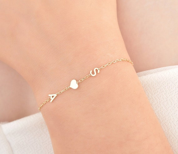 14K Mini Initial Bracelet 6.5 in. / 14K White Gold / Letter Only