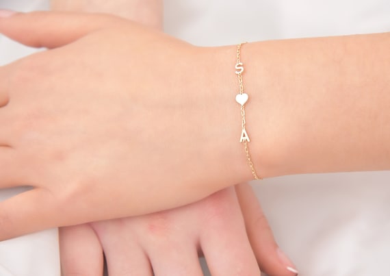 Initial Disc and Mini Colette Birthstone Personalised Bracelet | Bloom  Boutique