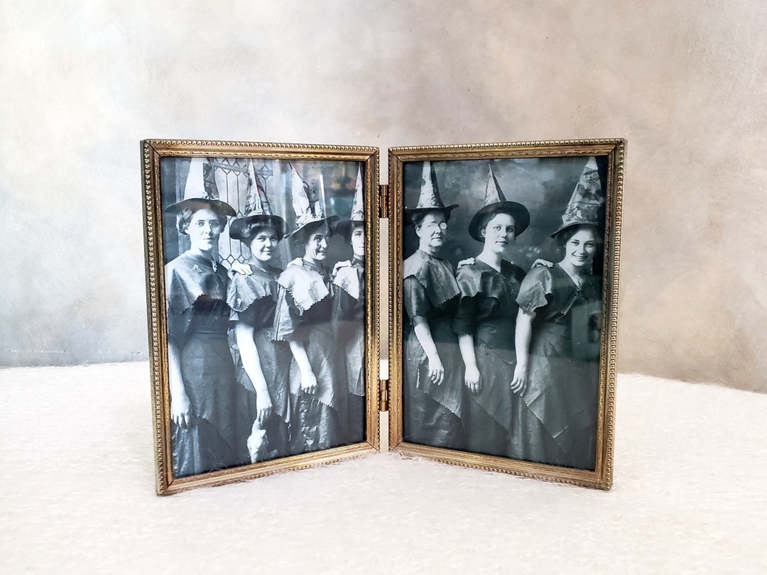 Vintage Gold Double Photo Frame Brass Tabletop 5x7 Etsy