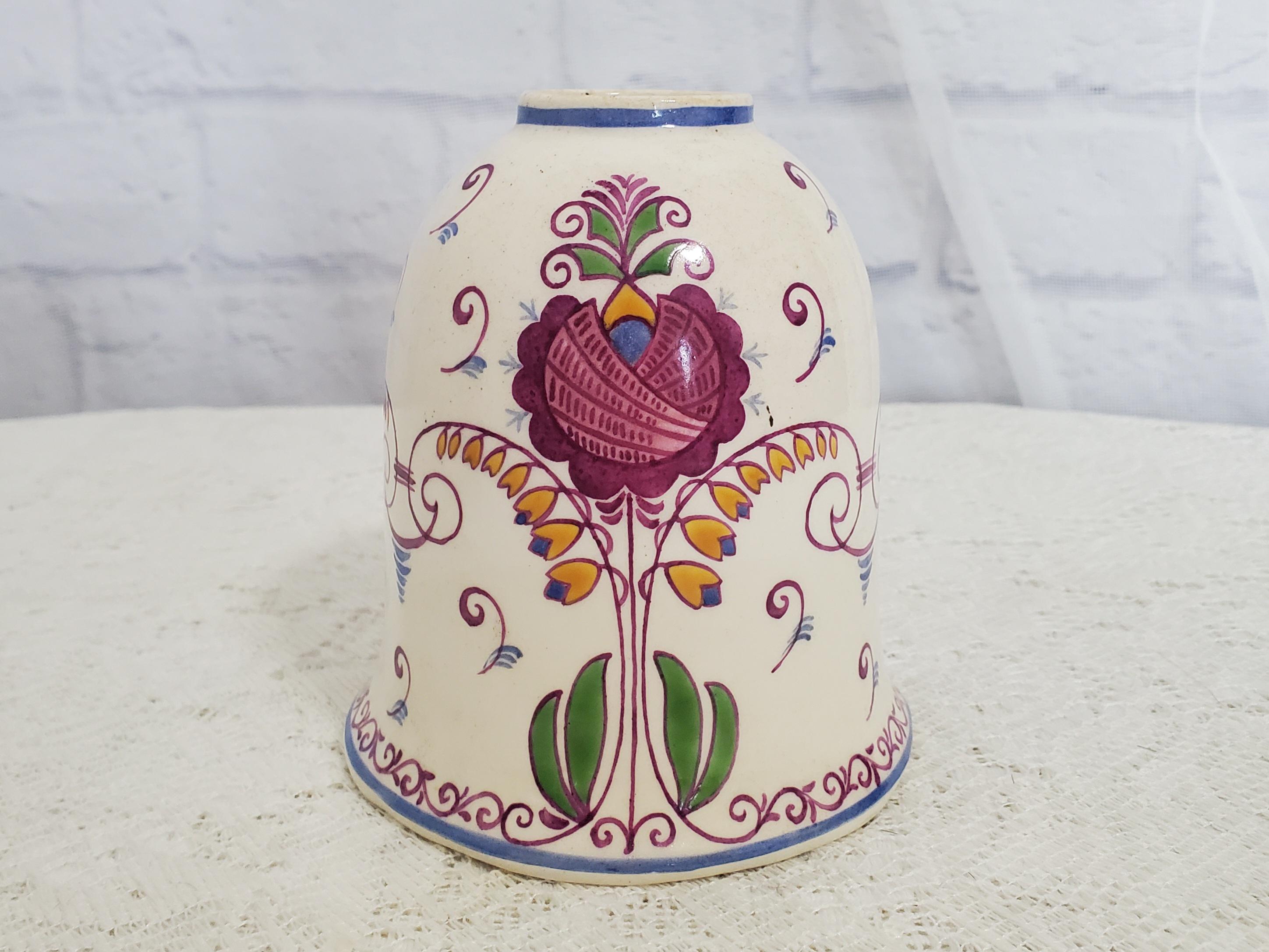 Vintage Hand Painted Floral Vase European Folk Art Ceramic Pottery - Etsy
