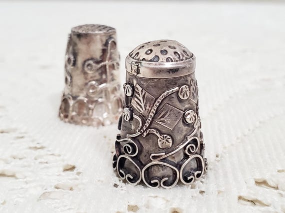 Vintage Mexican Silver Thimbles One Sterling Vintage