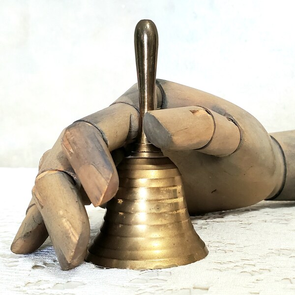 Vintage Brass Bell Hand Bell Altar Item Shelf Decor Dinner Bell