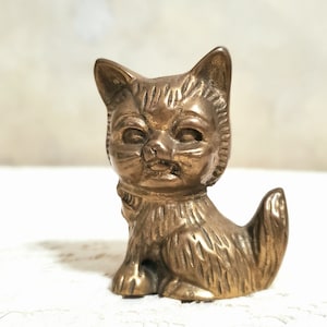 Vintage Small Brass Kitty Cat Kitten Animal Figurine