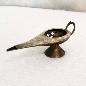 Vintage Aladdin Brass Incense Holder Etched
