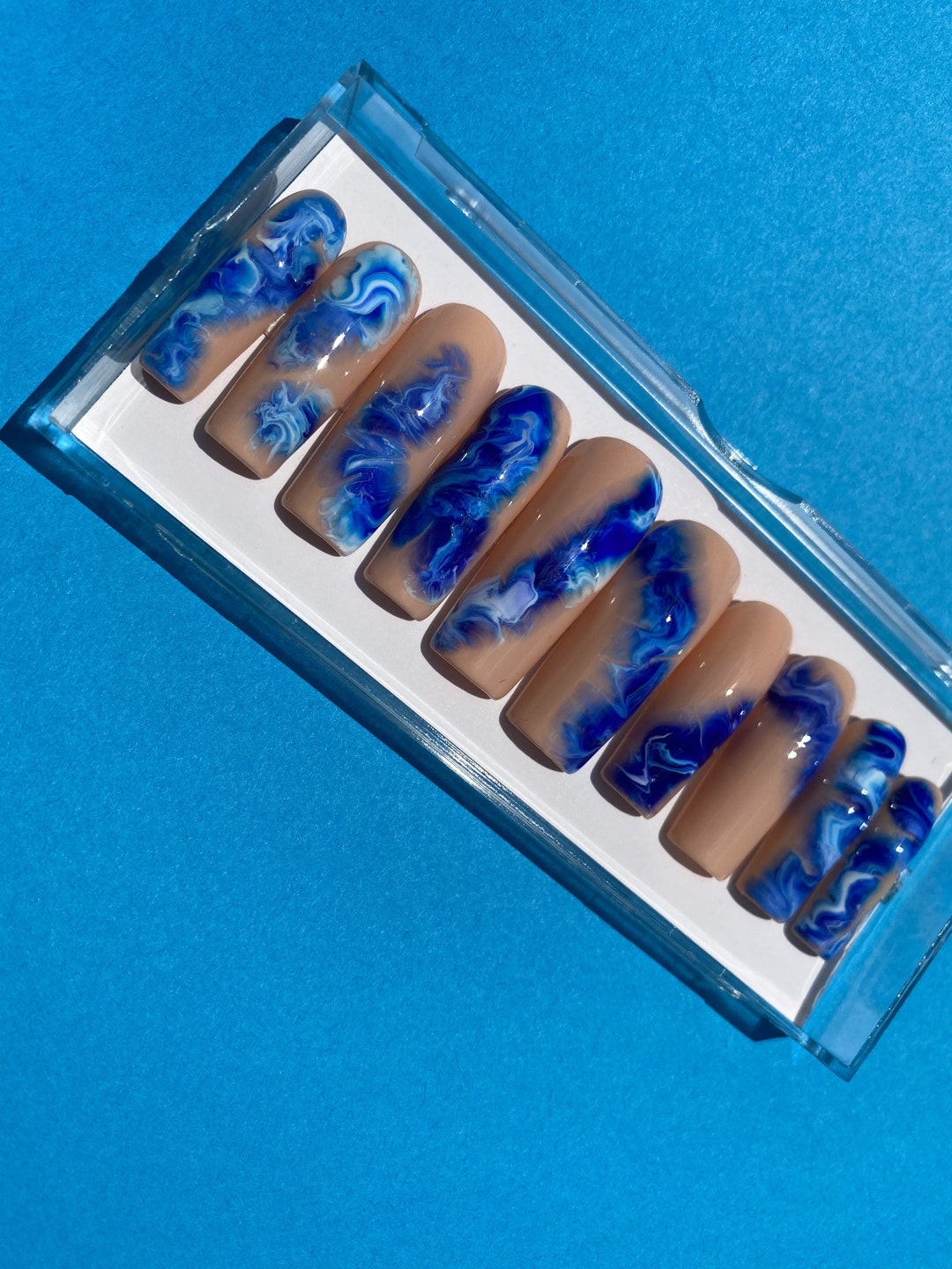 Ocean Waves | Press on Nails | Swirl Nails | Custom Nails | Summer ...
