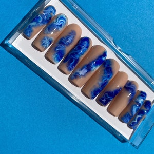 Ocean Waves | Press On Nails | Swirl Nails | Custom Nails | Summer Nails