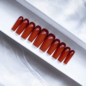 Chocolate Brown Press On Nails | Long Square
