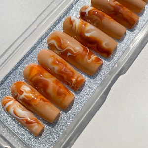 Pumpkin Spice | Press On Nails | Swirl Nails | Custom Nails | Fall Nails