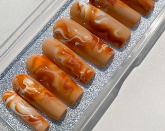 Pumpkin Spice | Press On Nails | Swirl Nails | Custom Nails | Fall Nails